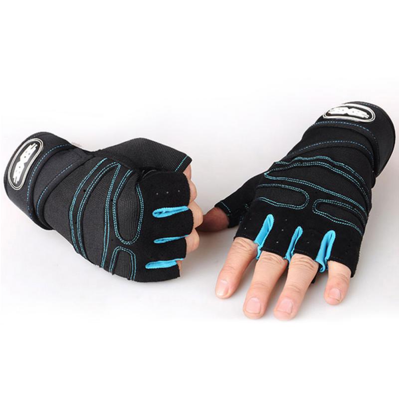 Men Gym Gloves Weightlifting Bodybuilding Training Fitness Fingerless Gloves Half Finger Cycling Gloves Non-Slip Wrist Support